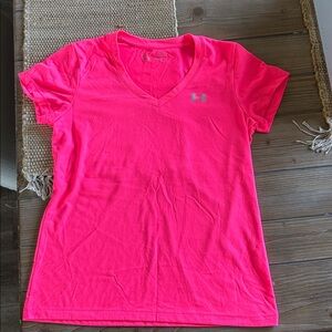 Under Armour Women's Bright Pink V-Neck Tee